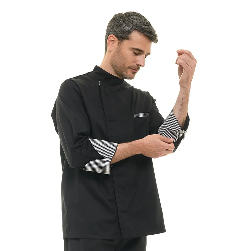Veste de Cuisine Originale Motifs Carreaux Noir - MANELLI - Image 9