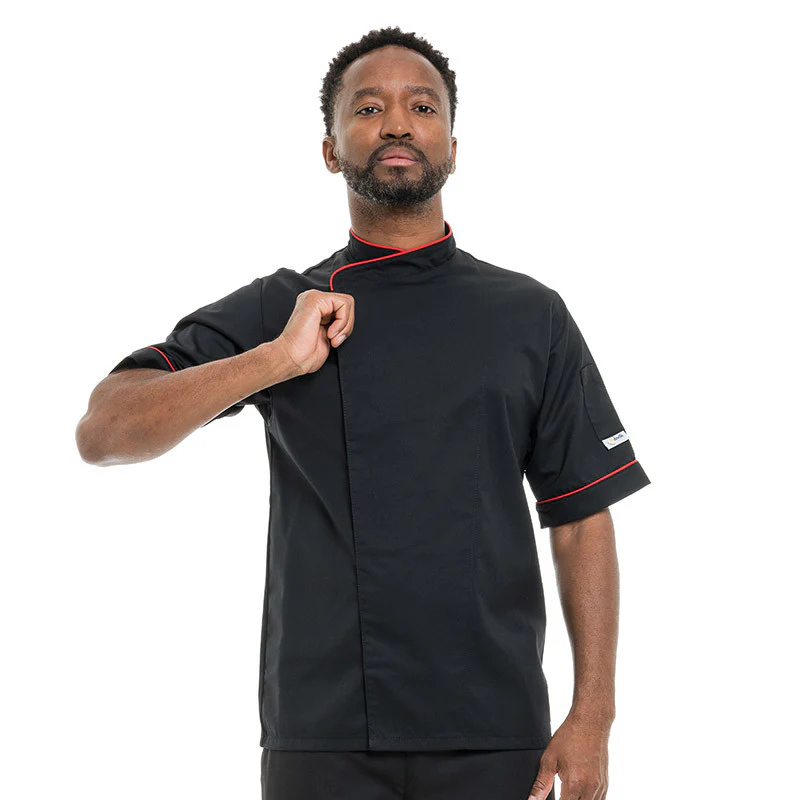 Veste de Cuisine Respirante Liseré Rouge MC - MANELLI - Image 3