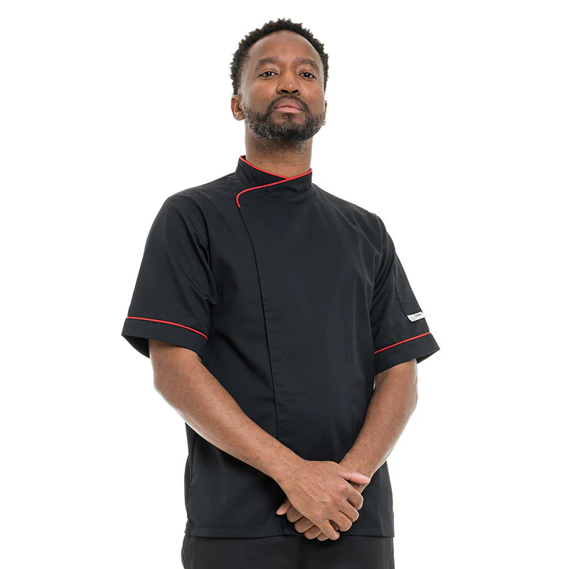 Veste de Cuisine Respirante Liseré Rouge MC - MANELLI - Image 4