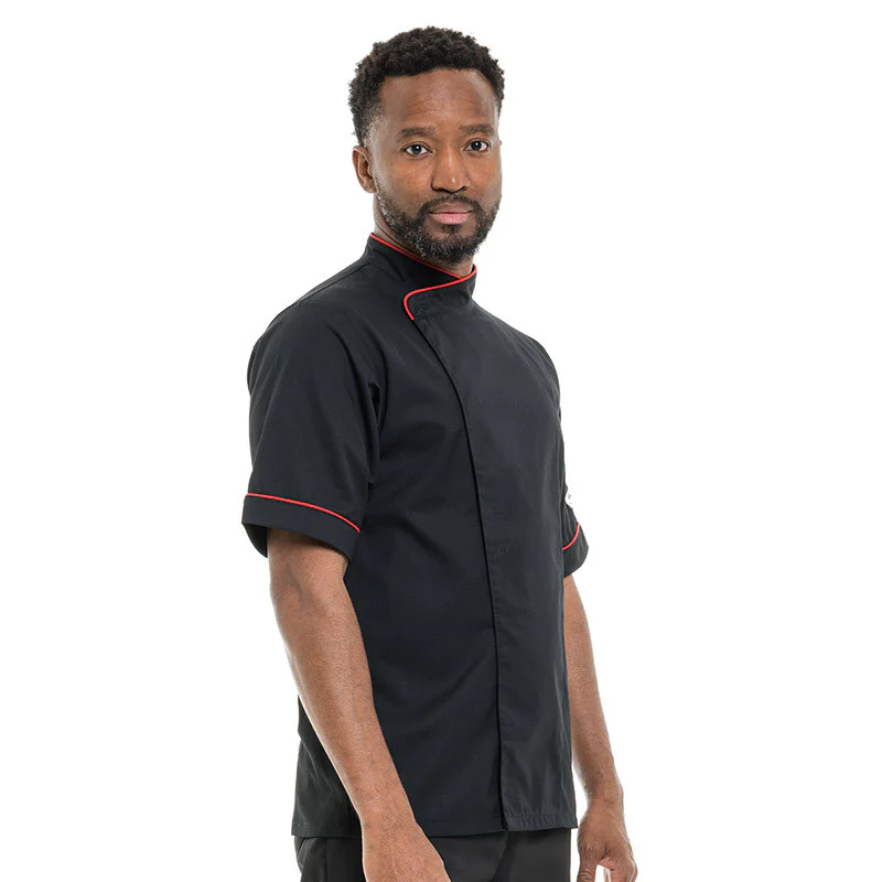 Veste de Cuisine Respirante Liseré Rouge MC - MANELLI - Image 5