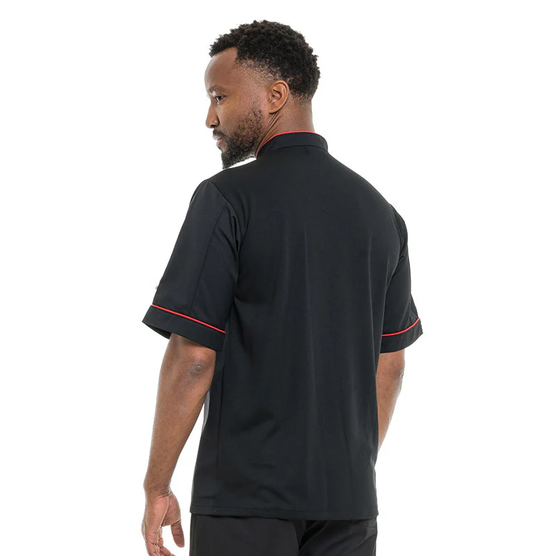 Veste de Cuisine Respirante Liseré Rouge MC - MANELLI - Image 8