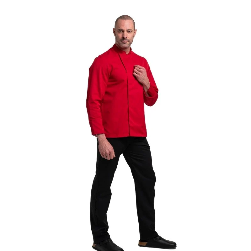 Veste de Cuisine Homme Texas à Manches Longues Rouge - MANELLI - Image 4