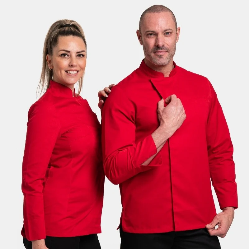 Veste de Cuisine Homme Texas à Manches Longues Rouge - MANELLI - Image 5