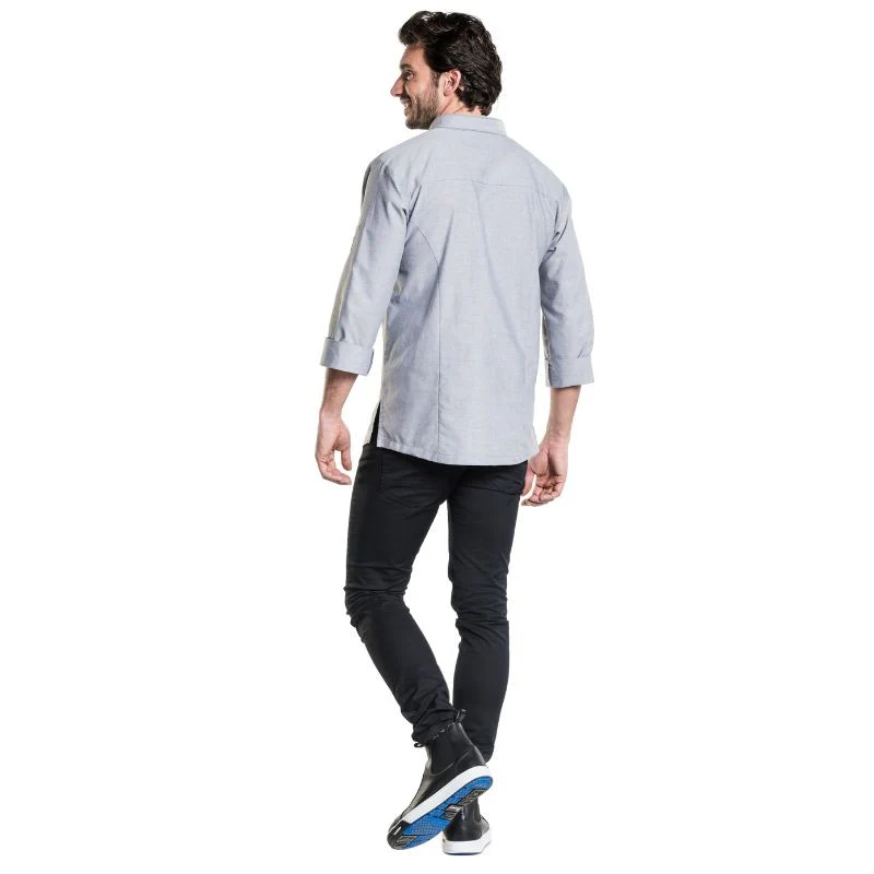 Veste de Cuisine Homme Manches Longues Style Nordique Grise - CHAUD DEVANT - Image 3
