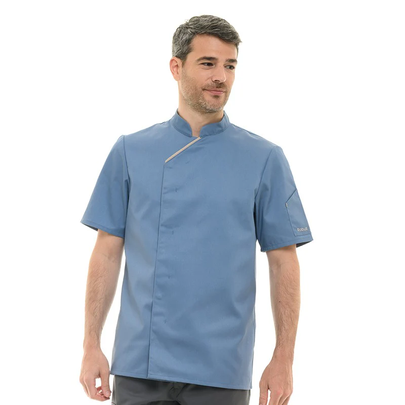 Veste de Cuisine Unisexe Harti Bleu Manches Courtes - ROBUR
