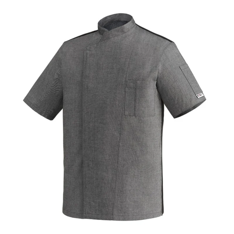 Veste de Cuisine Unisexe Manches Courtes Ottavio Air Plus Gris - EGO CHEF