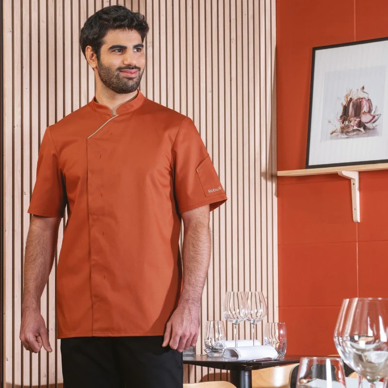 Veste de Cuisine Unisexe Terracotta Harti Manches Courtes - ROBUR - Image 9