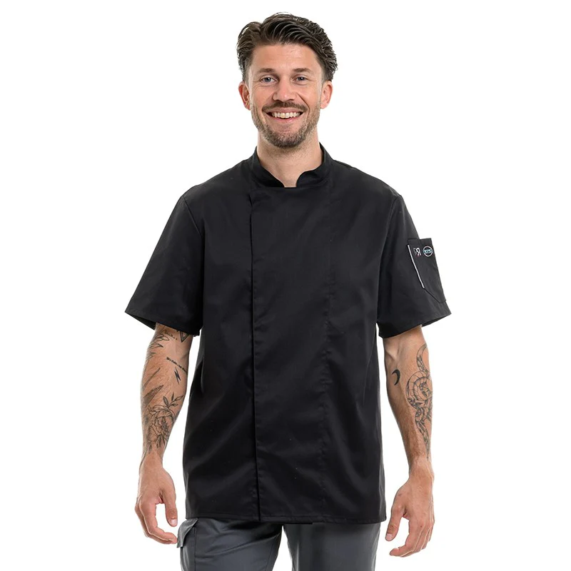 Veste de Cuisinier Nero 37.5 Noire Manches Courtes - ROBUR