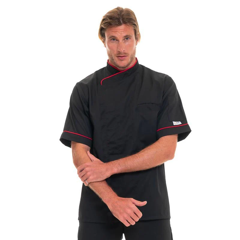 Veste de Pâtissier Noire Liseré Rouge - MANELLI - Image 4