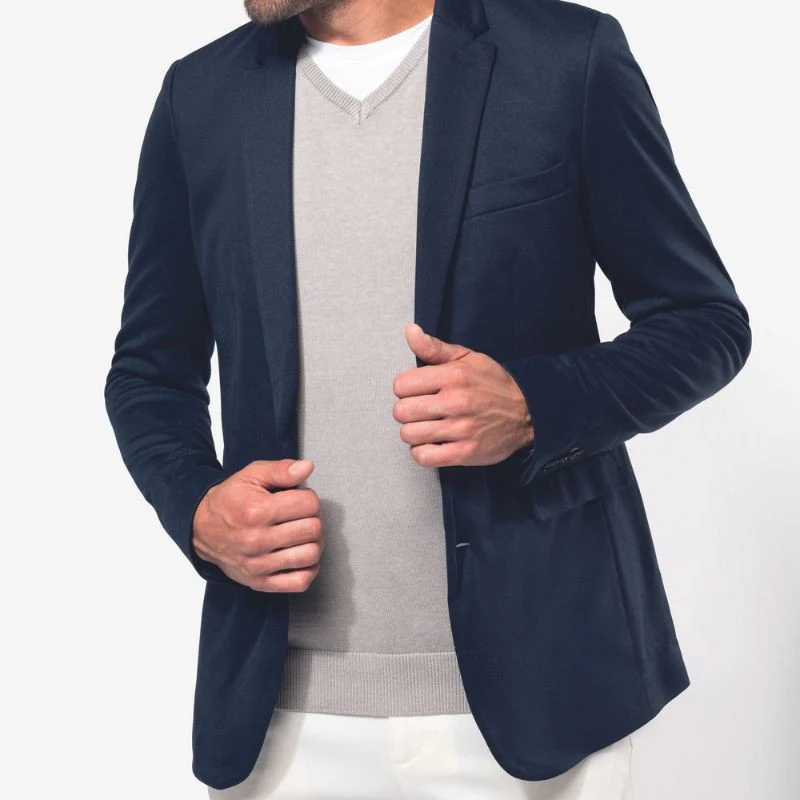 Veste de Service Homme en Maille Bleu - KARIBAN - Image 6