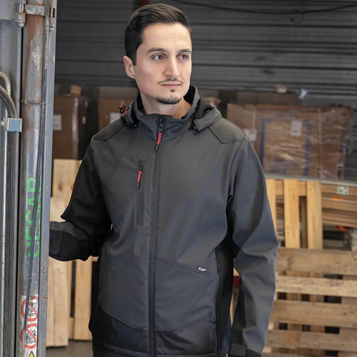 Veste de Travail Homme Softshell Imperméable Respirante à Capuche Amovible - LMA - Image 9