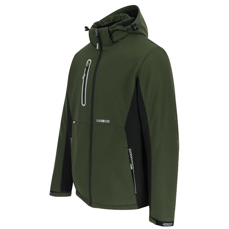 Veste de Travail Homme Softshell Doublée Micro-Polaire Taris Kaki - HEROCK - Image 3