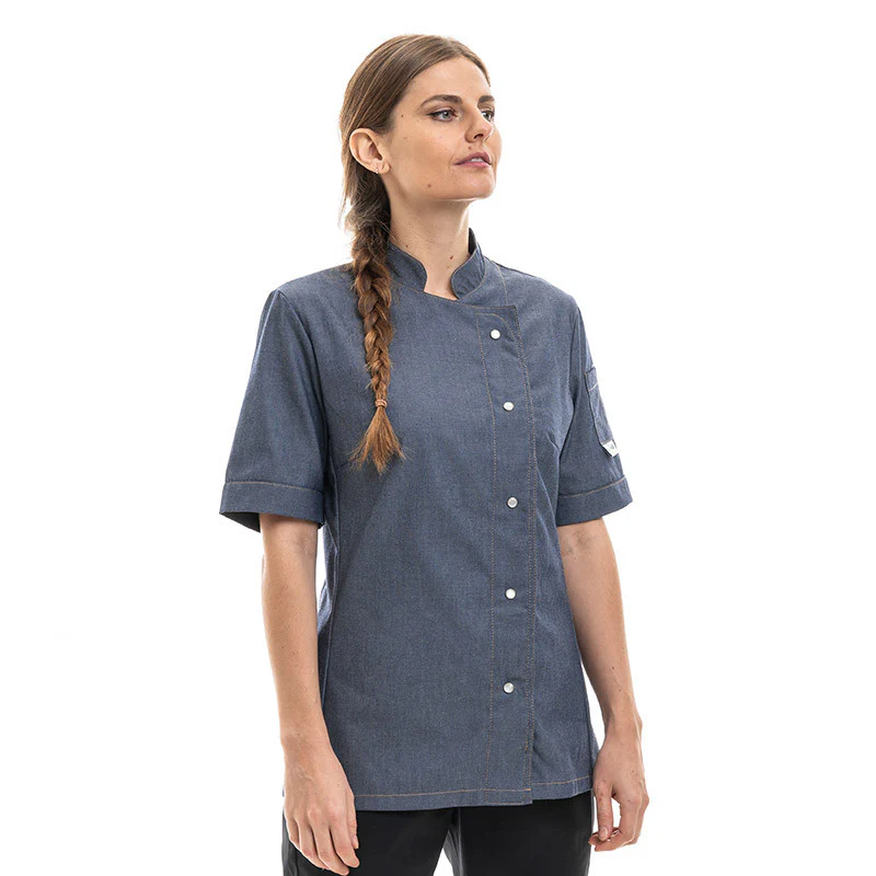 Veste de Cuisine Femme Manches Courtes Poche Jean - MANELLI - Image 2