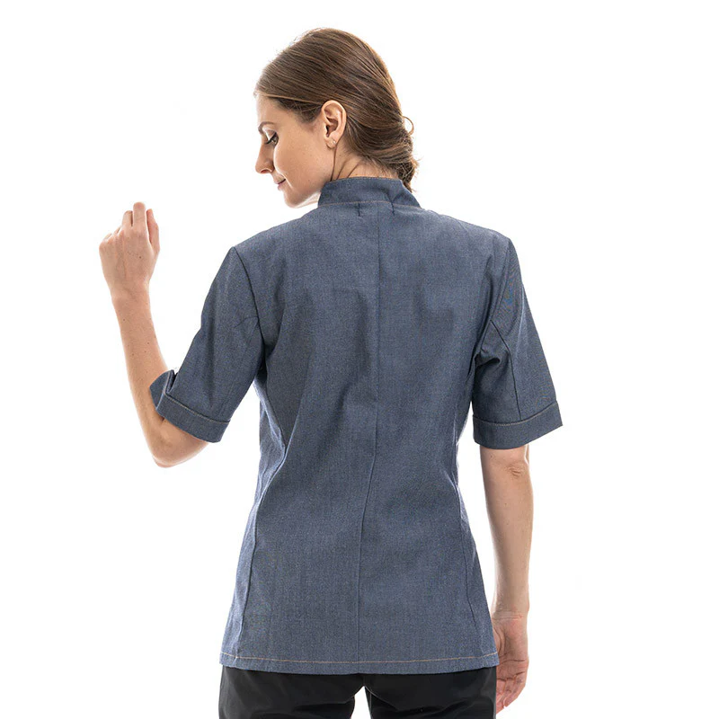 Veste de Cuisine Femme Manches Courtes Poche Jean - MANELLI - Image 4