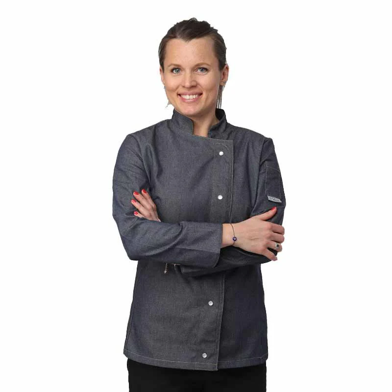Veste de Cuisine Jean Femme Manches Longues Poche - MANELLI