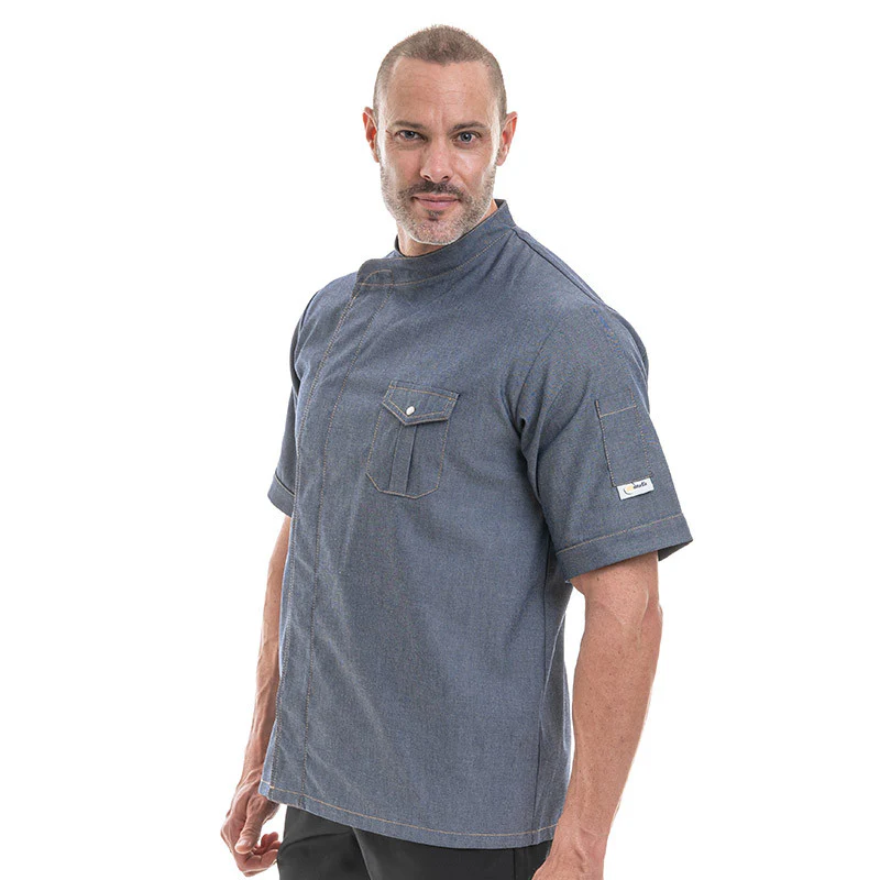 Veste de Cuisine Homme Manches Courtes Jean - MANELLI - Image 3