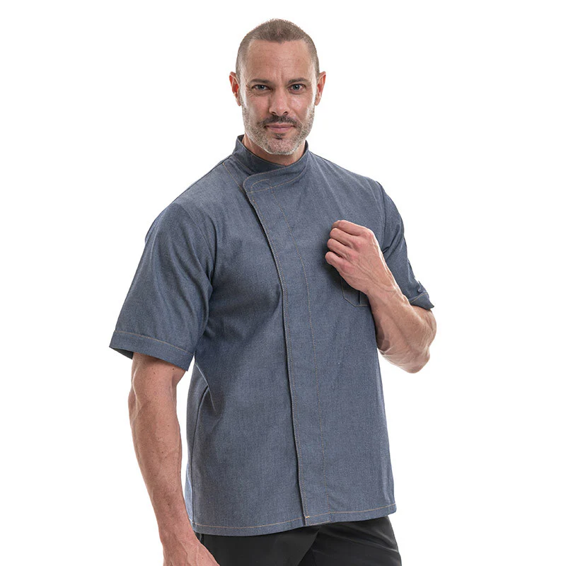 Veste de Cuisine Homme Manches Courtes Jean - MANELLI - Image 4