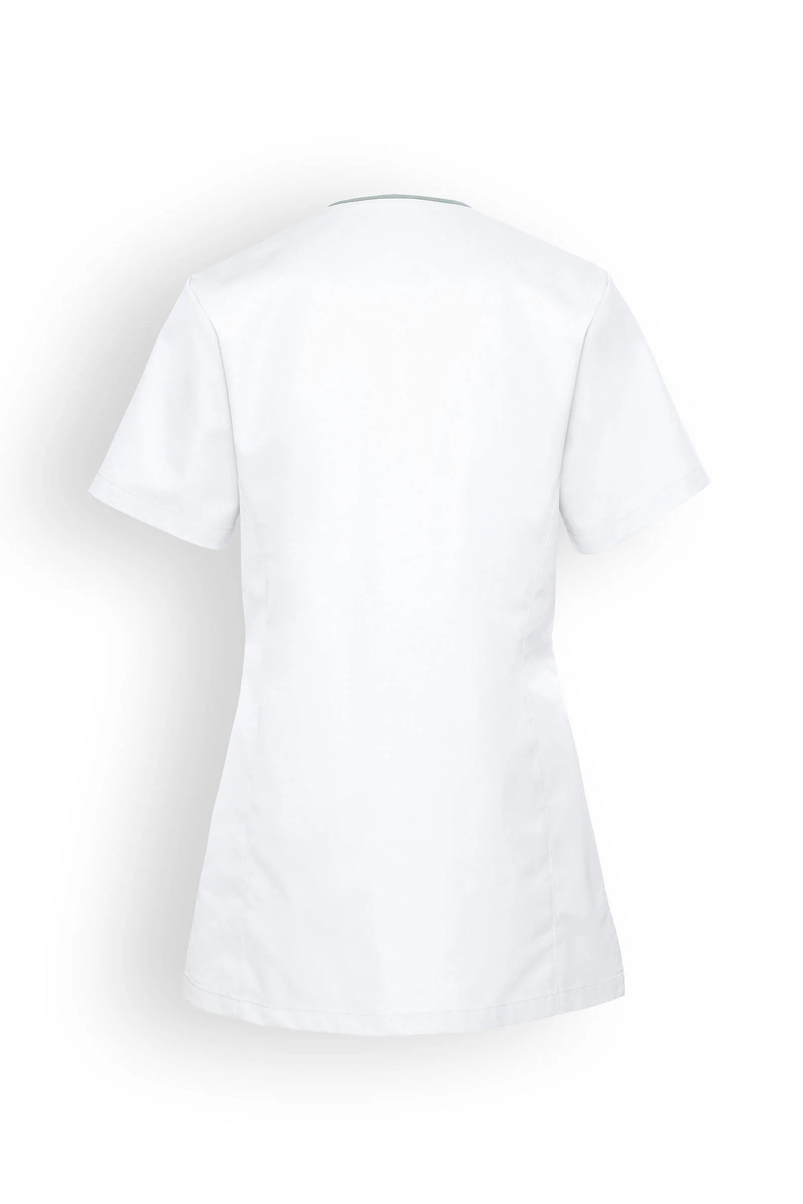 Blouse Médicale Femme Manches Courtes Blanche Liseré Charbon - CLINIC DRESS - Image 2
